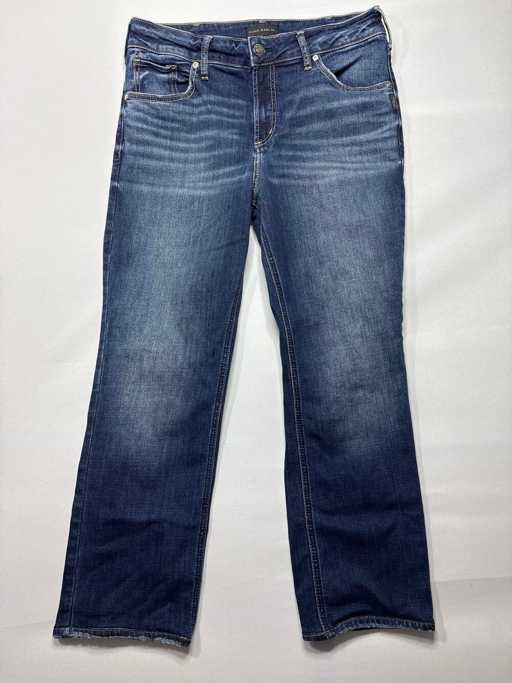 Silver Jeans Co. Women's Avery Straight‎ Leg Blue Jeans - 32x31 (31x24.5) HEMMED